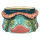 Polychrome slip planter decorated with flower garland