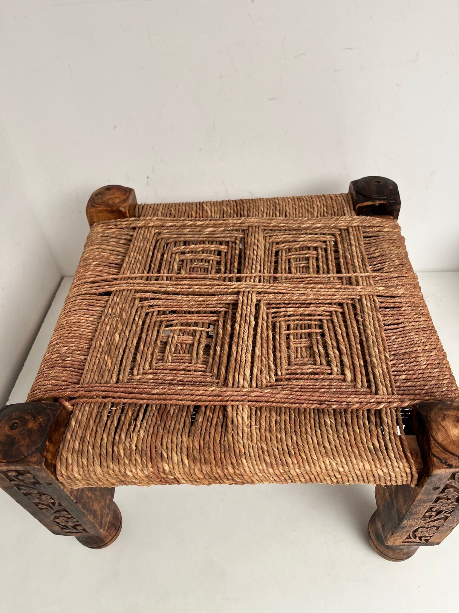 Woven wood stool 70s