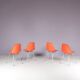 1960s dining chairs in orange fiberglass on chrome metal H-base / Charles & Ray Eames / Herman Miller, USA