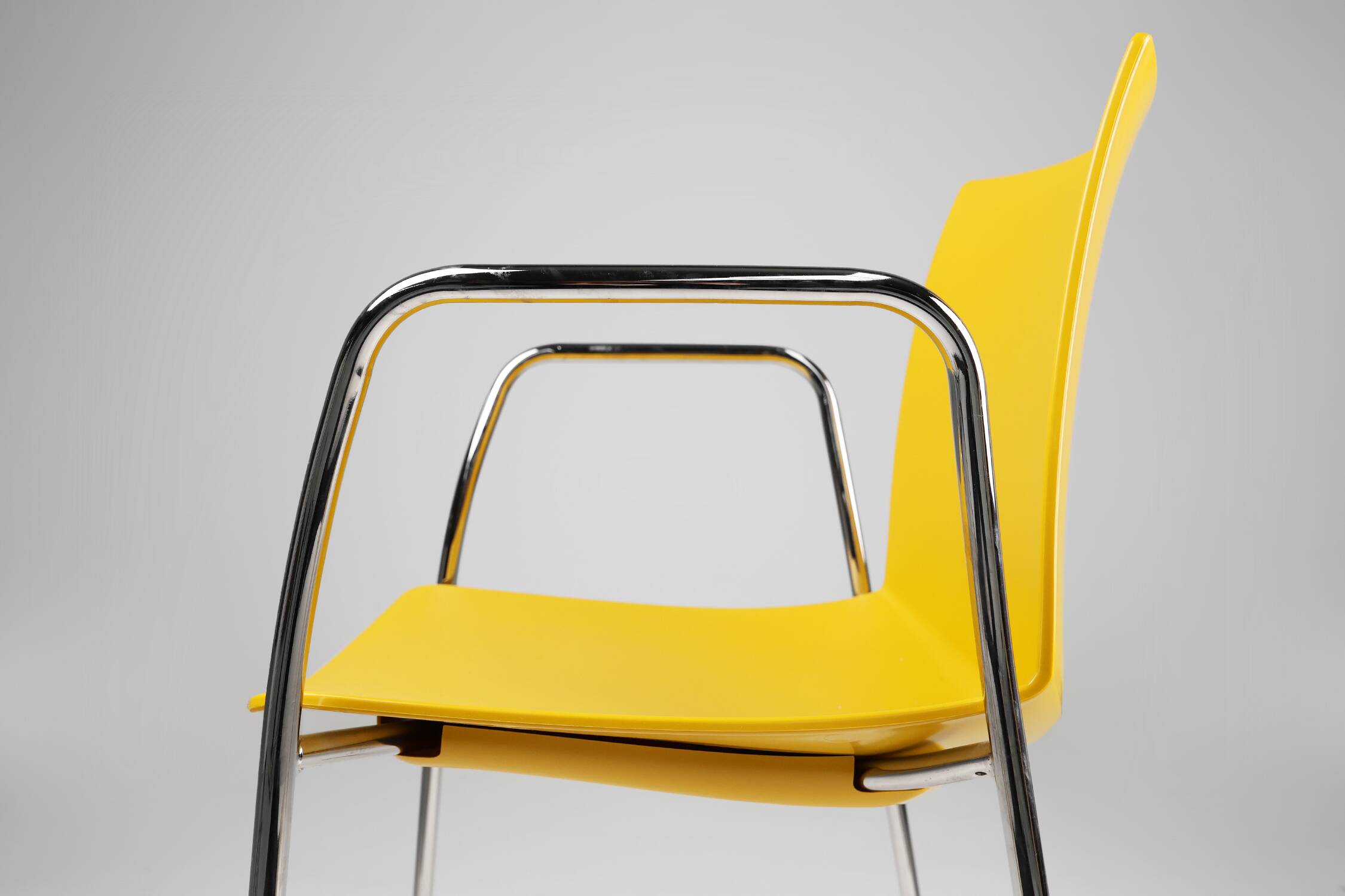 Mid-Century yellow Chair with Metal Frame and Plastic Seat, Belgium
