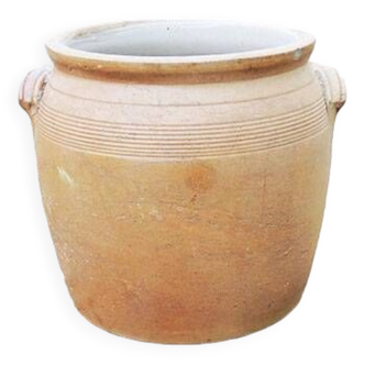 Ancien Pot à Graisse en Grès Caramel H 26 cm