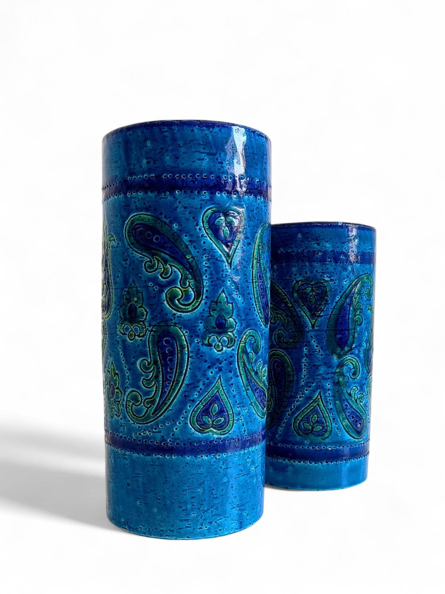Vases en céramique Rimini Blu d'Aldo Londi, Bitossi, Italie, années 1960.