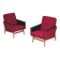 Pair of Drevotex Zamberk armchairs, red fabric and faux leather 1970