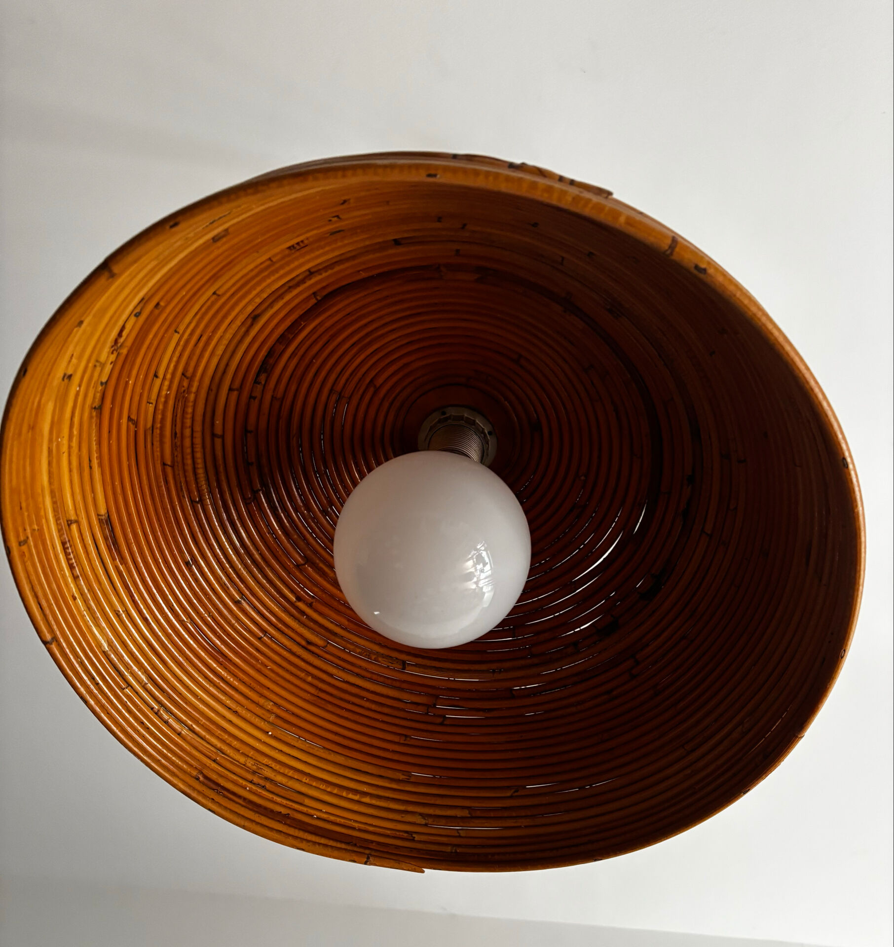 Large rattan pendant light from the 1970s.