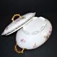 Soupière légumier vintage en porcelaine fleurie et dorure + plat ovale