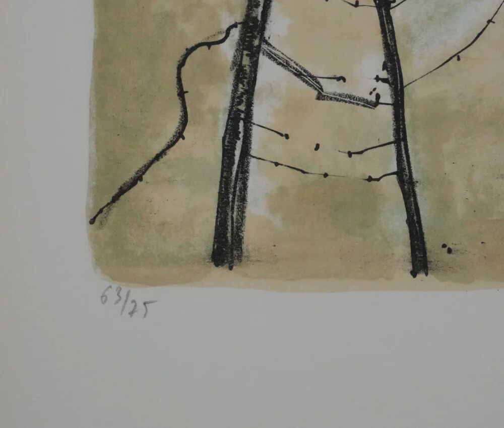 Bernard Gantner: Clearing under the snow, signed original lithograph.