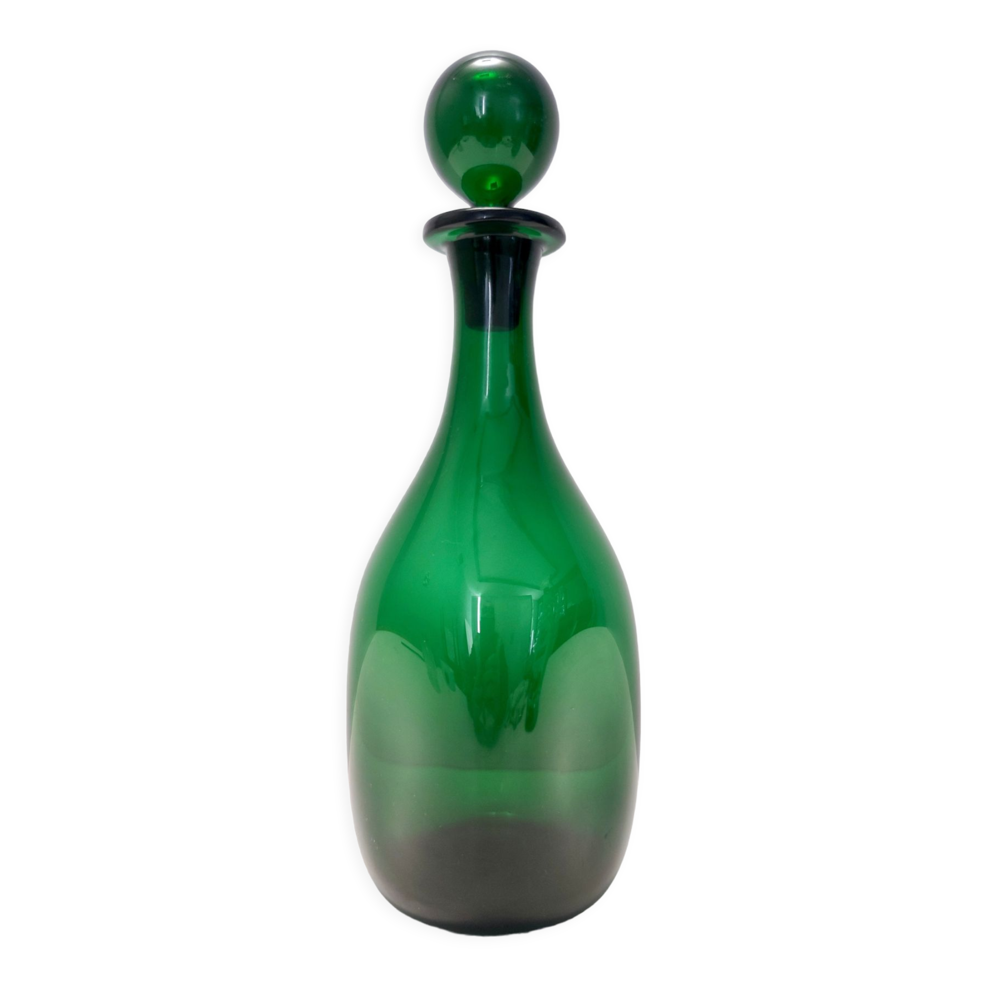 Vintage Green Hand-Blown Glass Bottle, Empoli, Italy