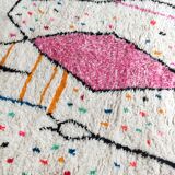 Moroccan Berber carpet Azilal ecru with colorful patterns 290x185cm