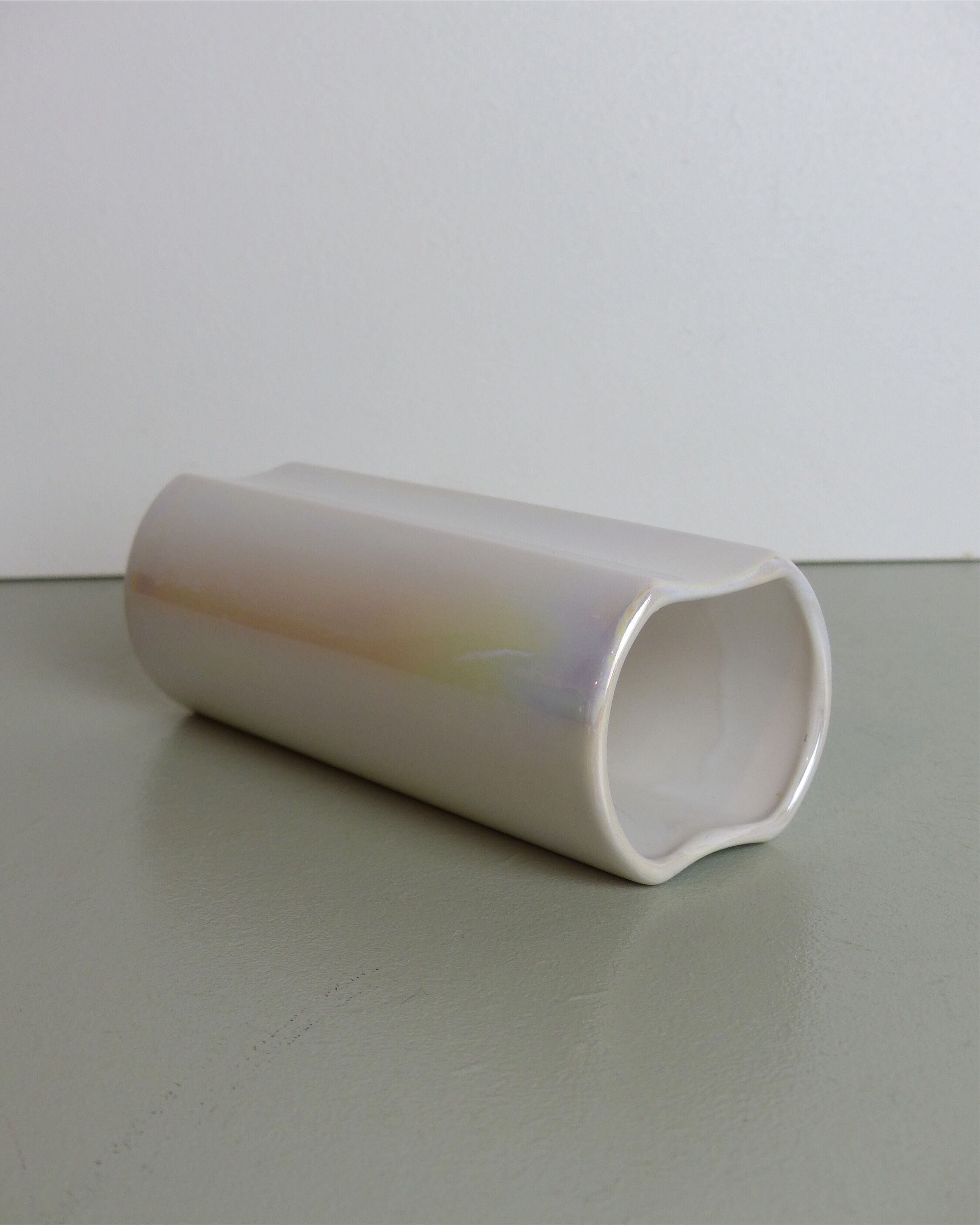 Iridescent white vase