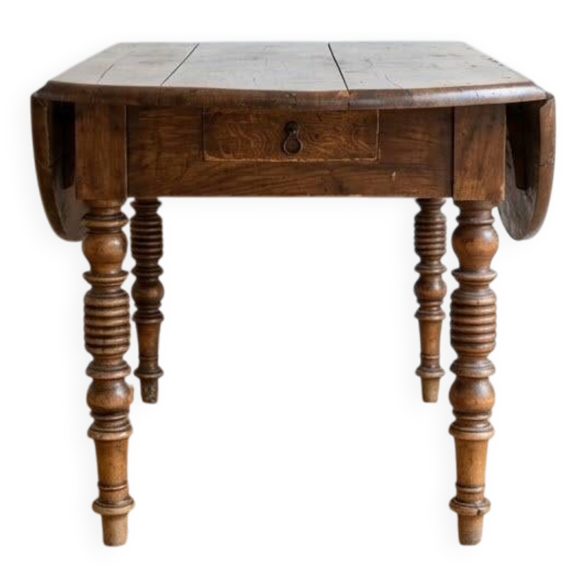 Antique solid wood drop-leaf dining table