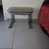 Smoked glass and chrome metal nesting tables