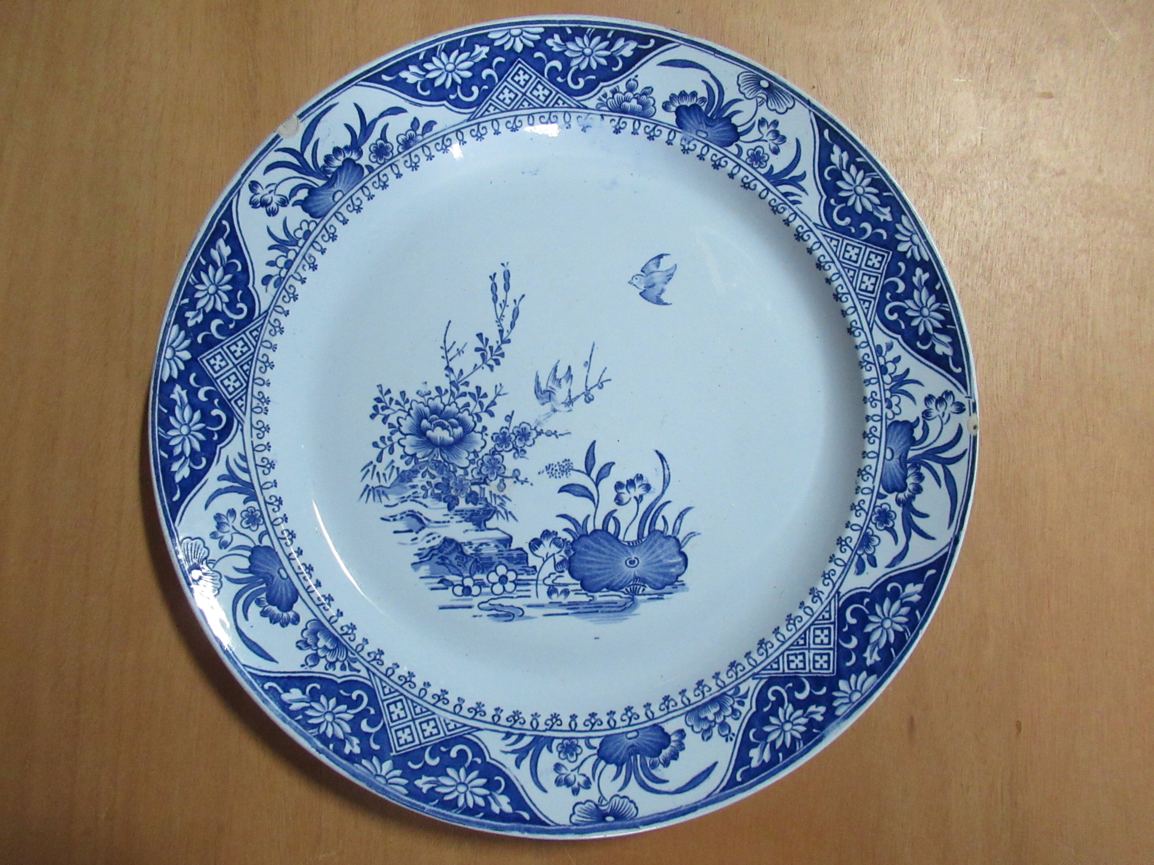 Large creil et montereau faience dish yedo 40 cm n°6 barluet & cie end of 19th century