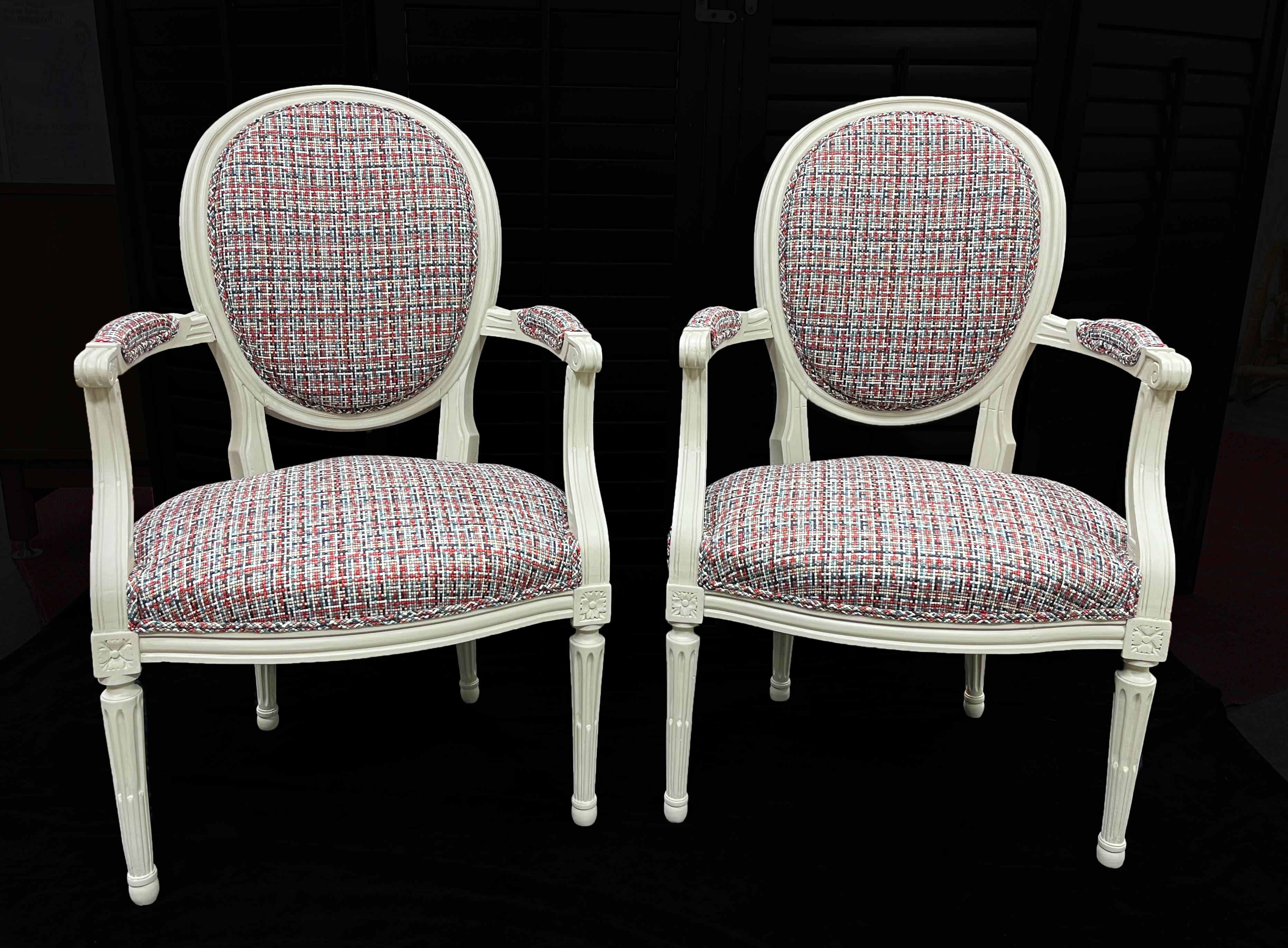 Pair of LOUIS XVI style armchairs completely restored