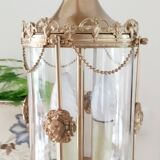 Brass and glass lantern pendant light, gold