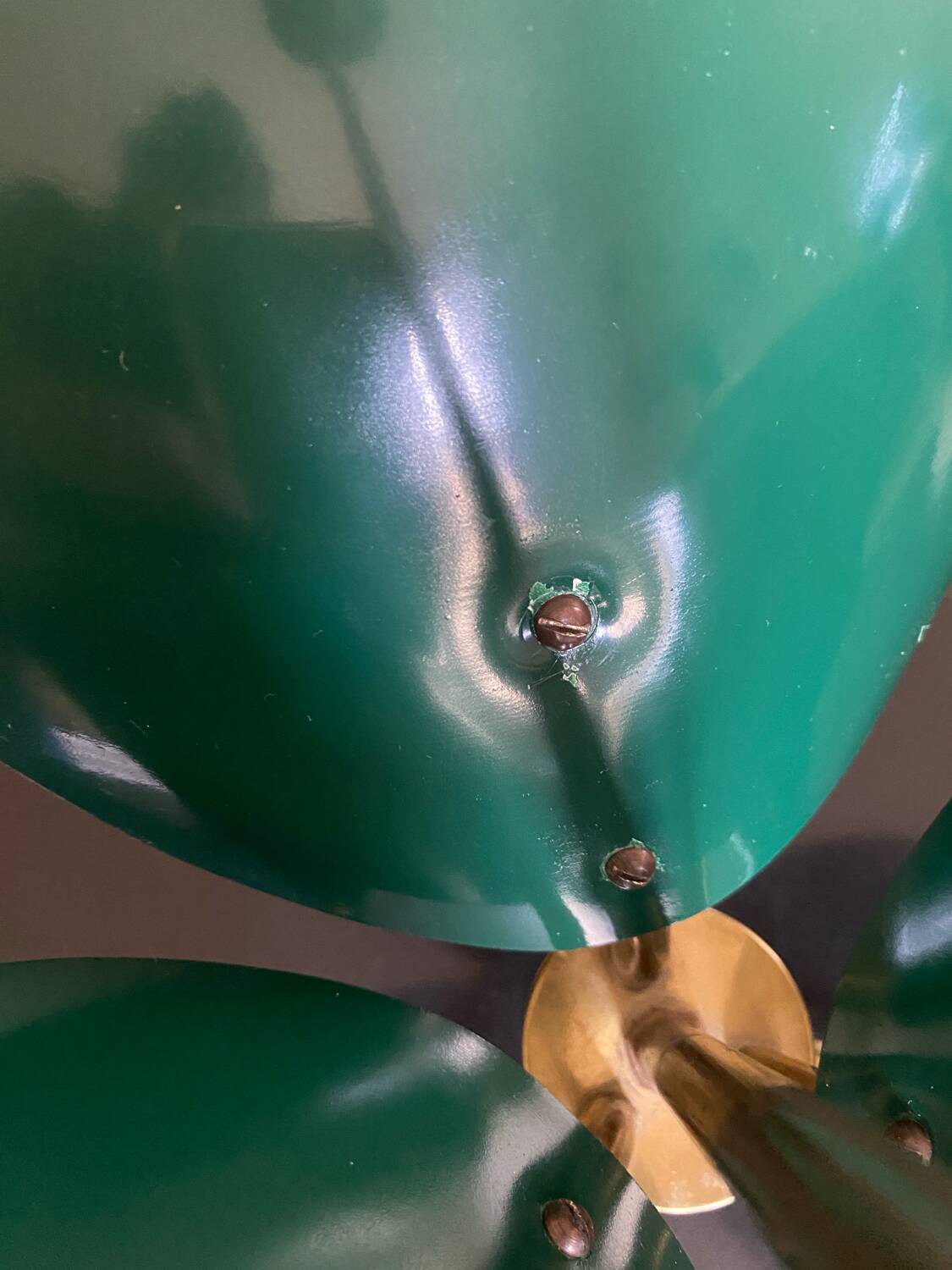 Vintage 3-light chandelier in gilded brass and metal from the 50s