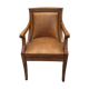 Blond mahogany desk trim brown leather 20th