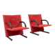 Postmodern T Line Lounge Chairs by Arflex, Red Alcantara, Italy, 1982