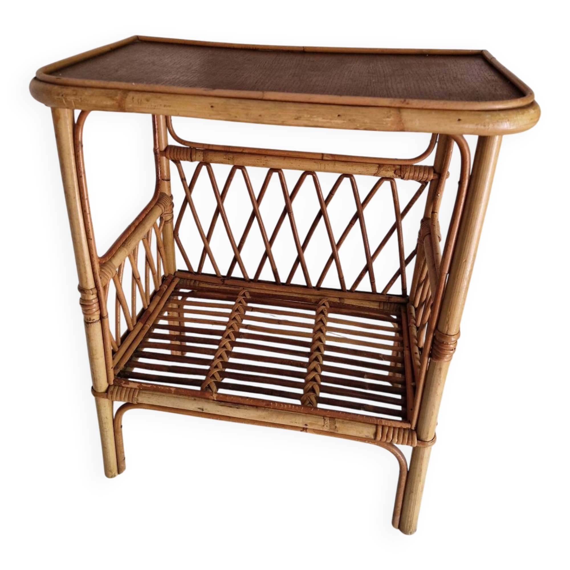 Vintage Rattan Side Table
