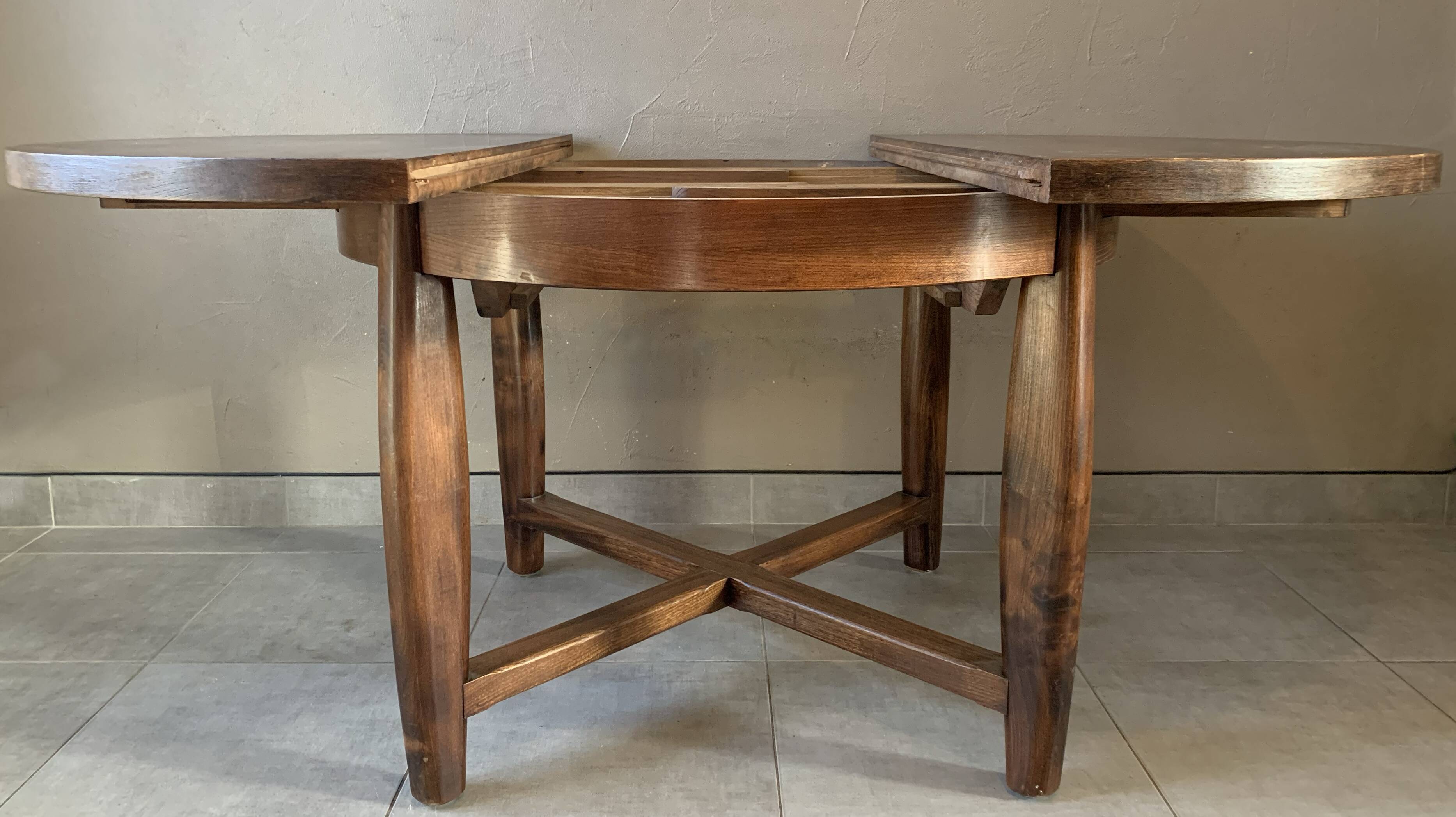 Vintage extendable wooden table from the 50s with independent extension