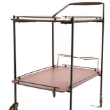 MId-Century Teak Bar Trolley with Bottle Holder, Italy 1960s