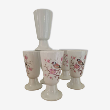 6 mazagrans printaniers porcelaine