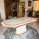 Large Crema Marfil & Alicante red marble table – 212 cm – 10 people