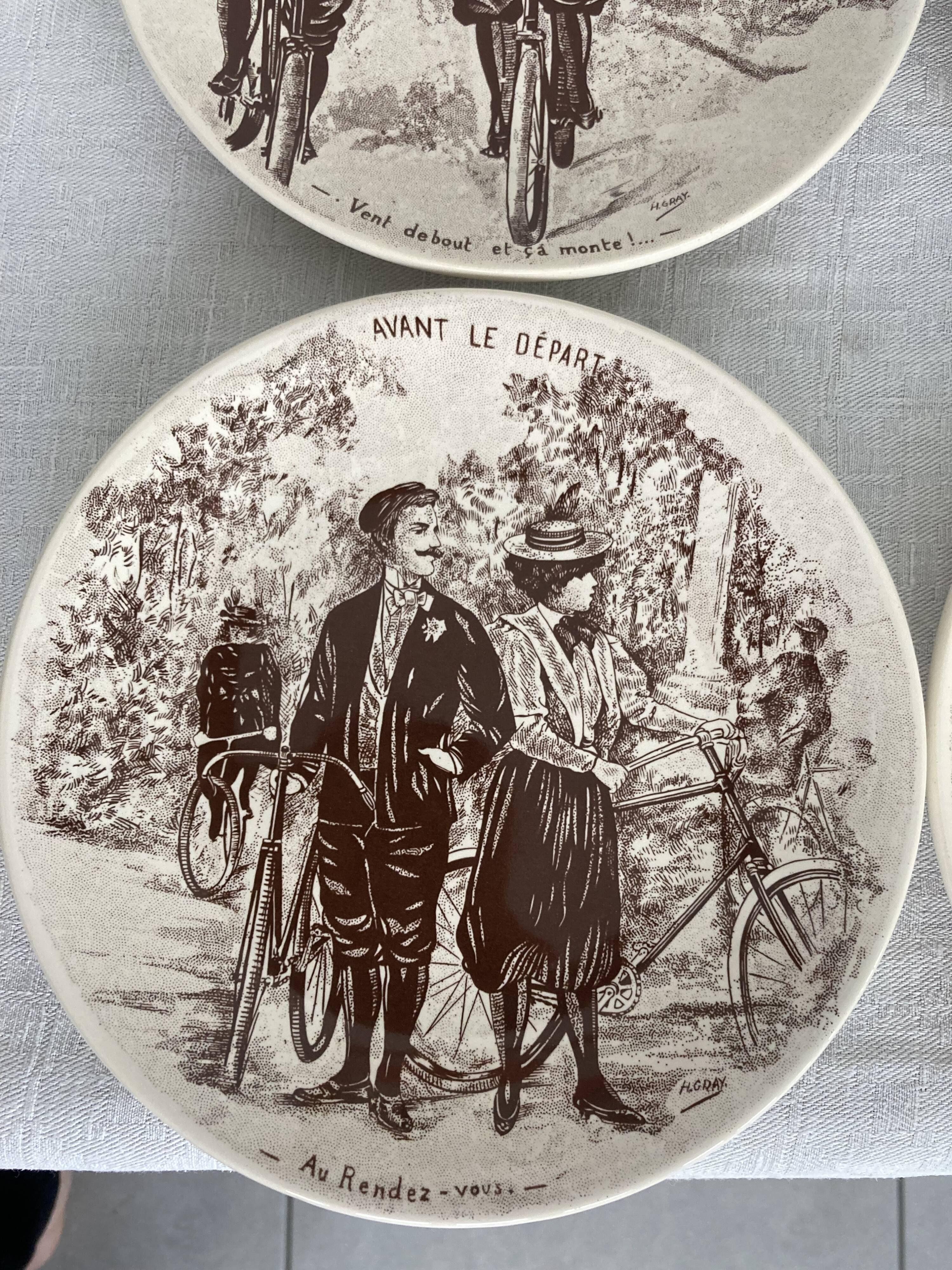 Set 6 assiettes thème Vélo manufacture St Clément