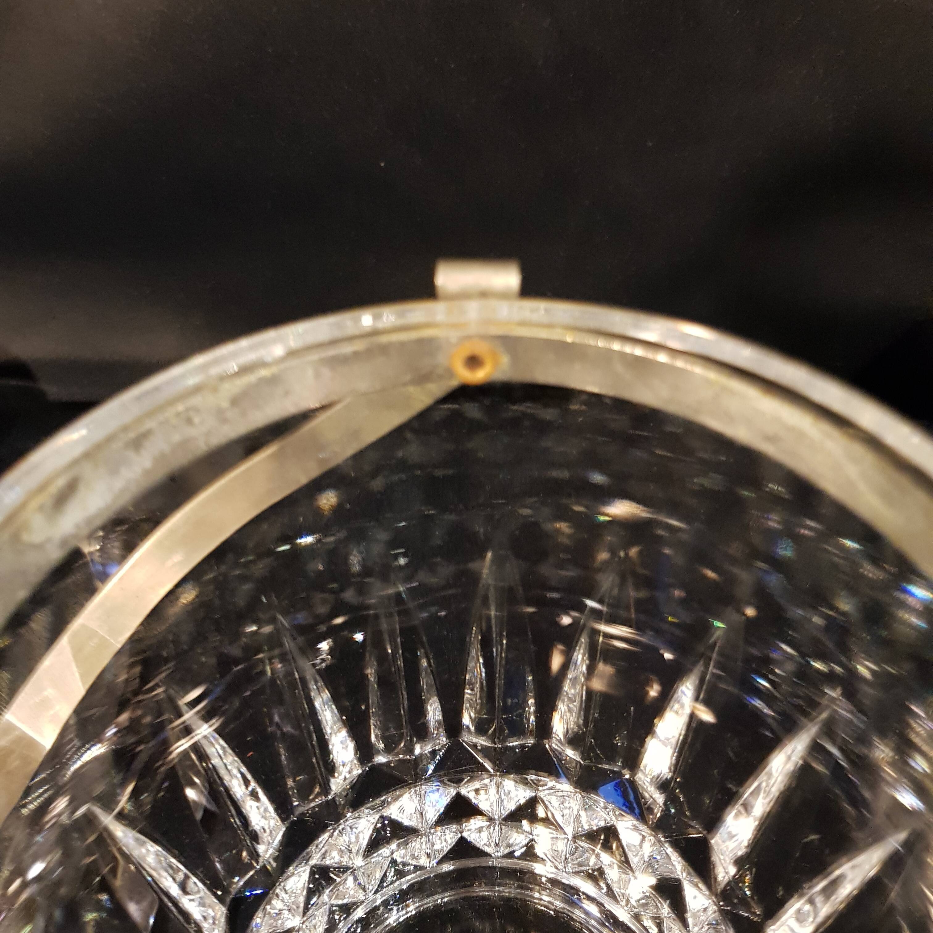 Crystal ice bucket and stainless steel spoon