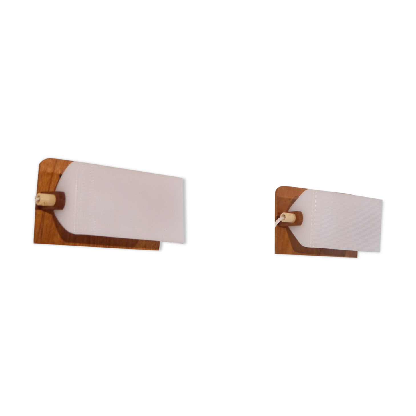 Pair of Scandinavian teak and acrylic wall lamps 1960