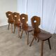 Chaises de salle à manger en bois tyrolien vintage - Style ferme des années 1970 - Ensemble de 4