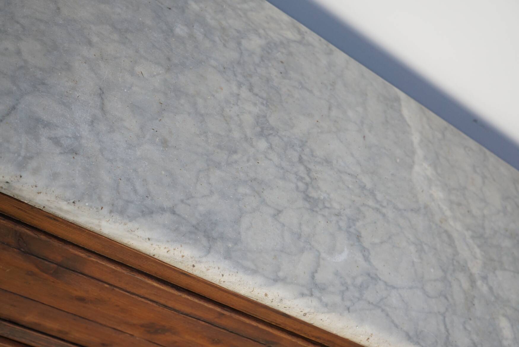 Antique Shop Counter / Kitchen Island in Dutch Pine and Marble, 19th Century