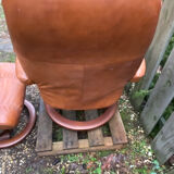 Stressless armchair and footrest set from the 70s/80s.