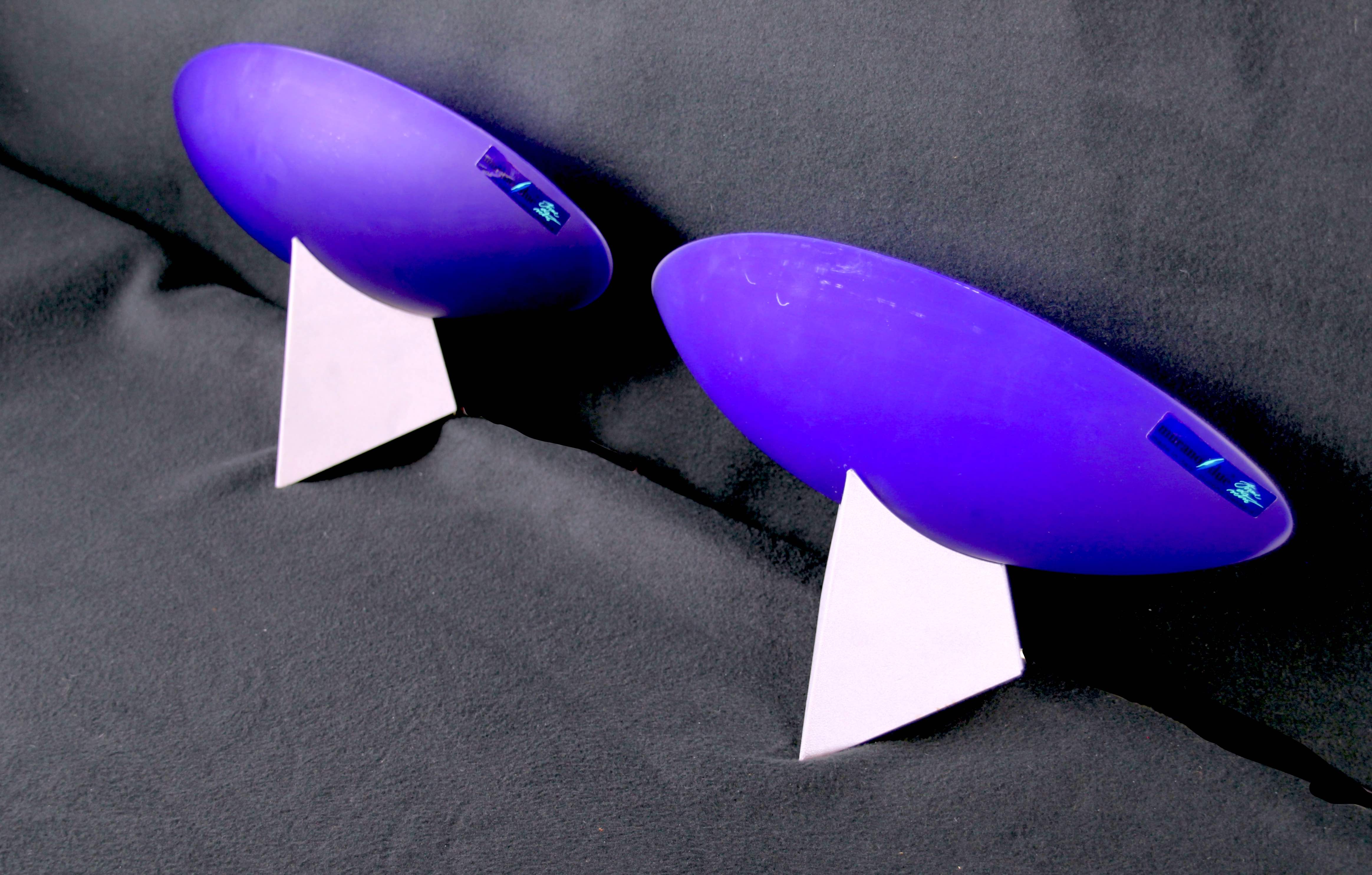 Pair of post-modern Murano blue glass wall lights 1980's by Carlo Nason Murano Due, Italy