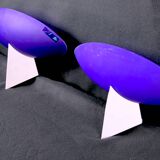 Pair of post-modern Murano blue glass wall lights 1980's by Carlo Nason Murano Due, Italy