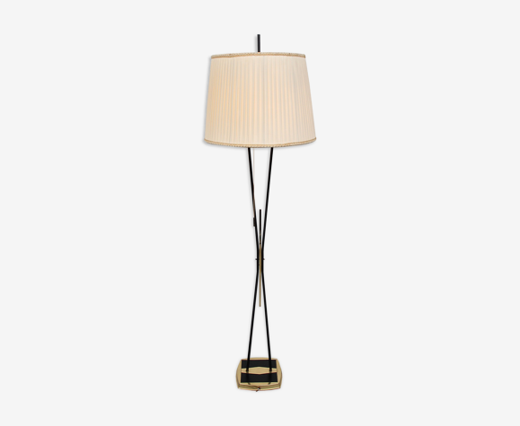 1950s Floor Lamp In Brass And Plissé Selency 1950s Floor Lamp In Brass And Plissé, 1950s Floor Lamp