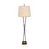 1950s floor-lamp in brass and plissé