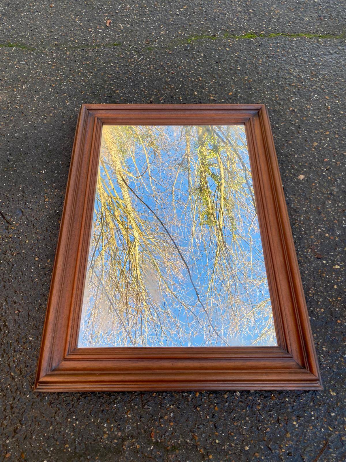 Vintage Scandinavian rectangular mirror in solid wood 75x55cm