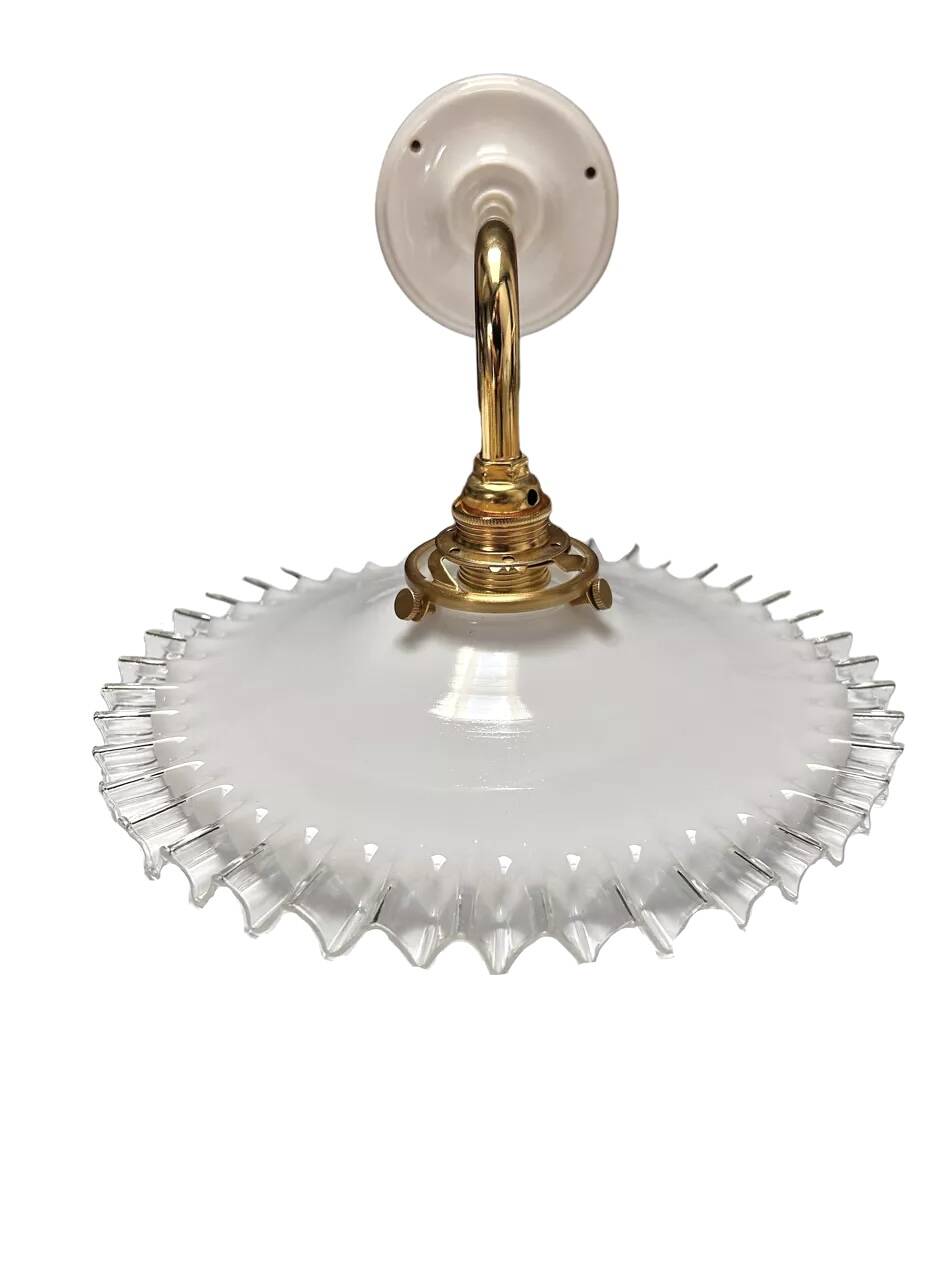 Opaline and white ceramic wall light