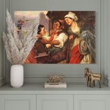 Peinture de scène intérieure antique du 19ème siècle