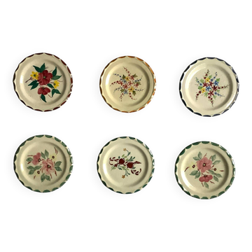 Set of 6 plates with floral pattern