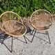 Pairs of rattan armchairs base metal year 60 vintage