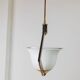 White Murano Glass Ceiling Lamp with Gold Metal Trim – 1980s Italian Vintage Triangular Chandelier