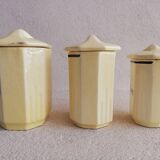 3 vintage spice pots iron earth