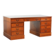 Classic wooden desk in English style with 4 drawers and a blue leather top