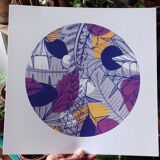 Illustration Jungle bleu/violet