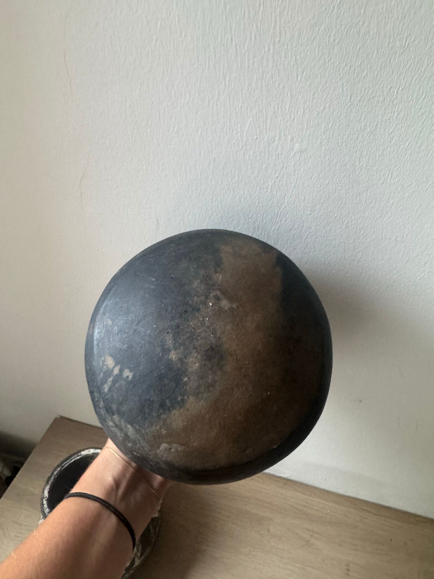 Lot of 3 ancient pots from Indonesia, black terracotta, wabi-sabi.