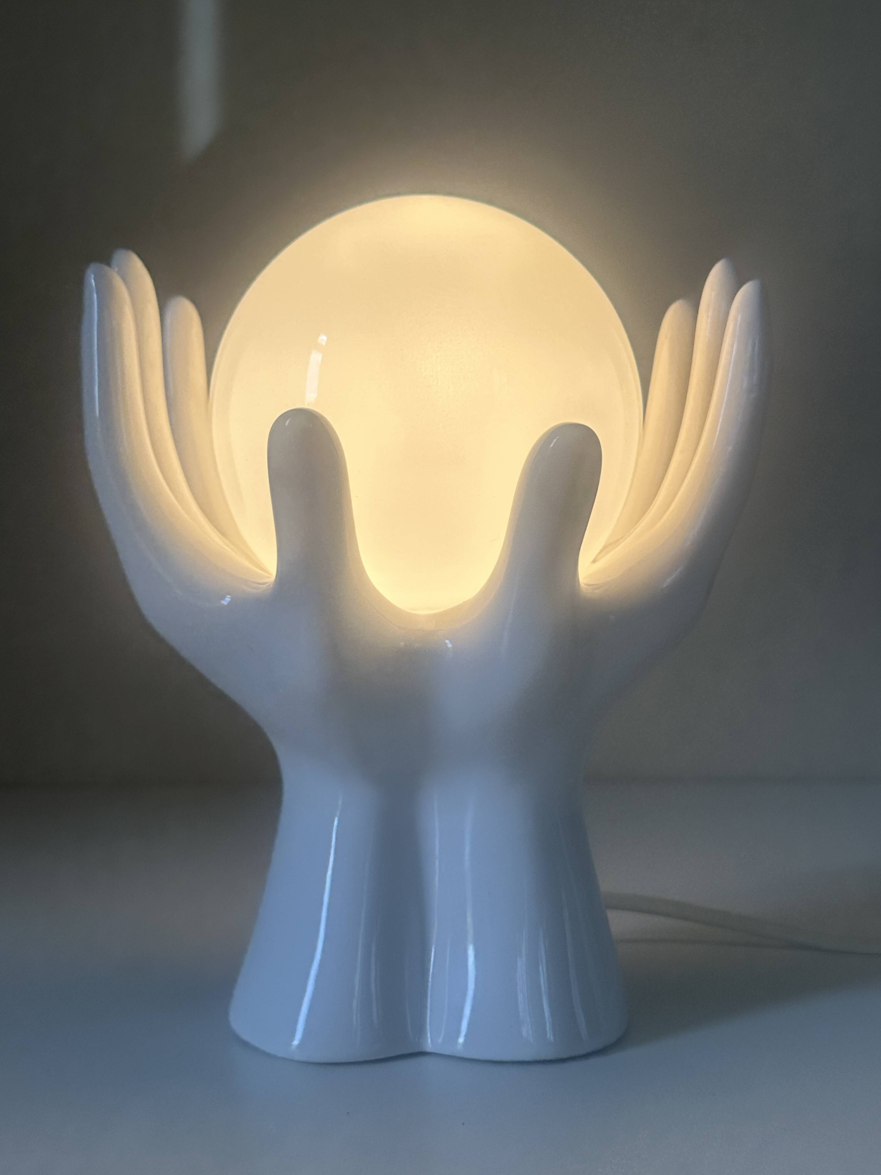 Vintage 80s ceramic hand lamp