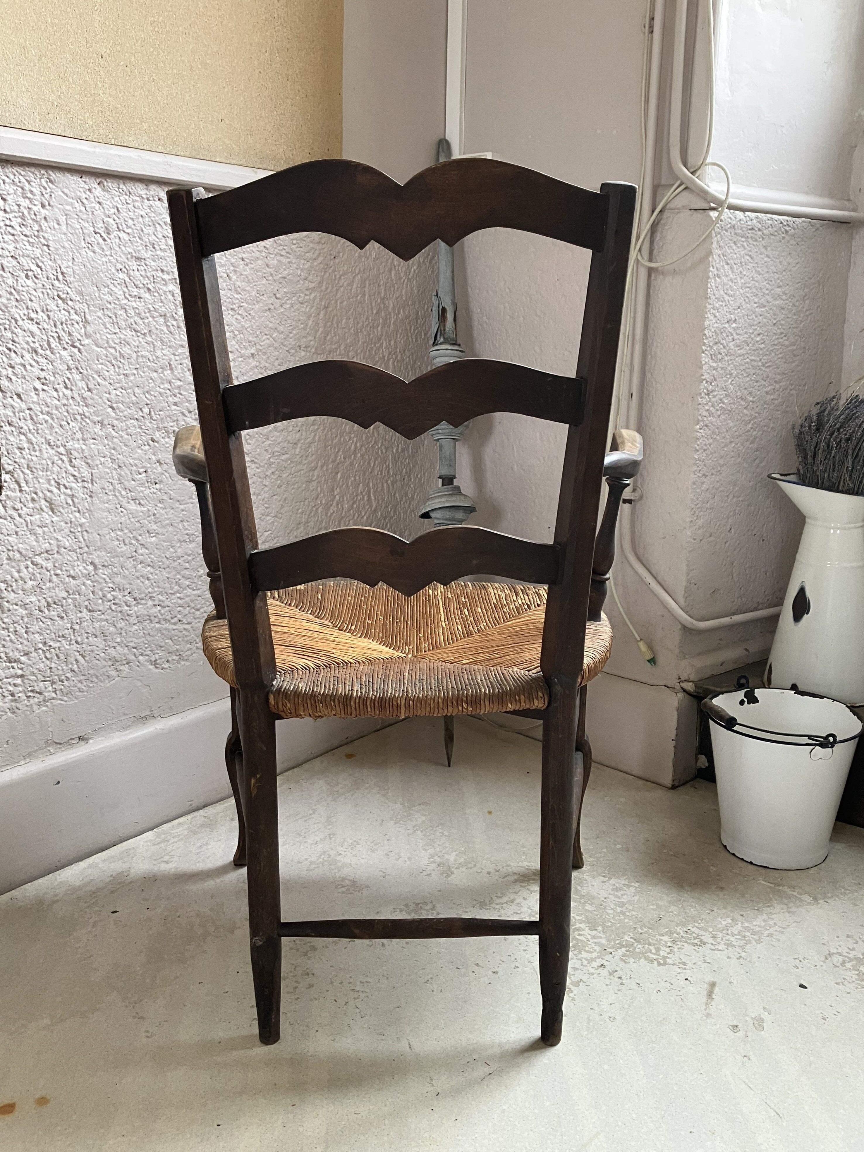 Armchair country paillé XIXth