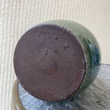 Carafe vintage en terre  émaillée bleu vert