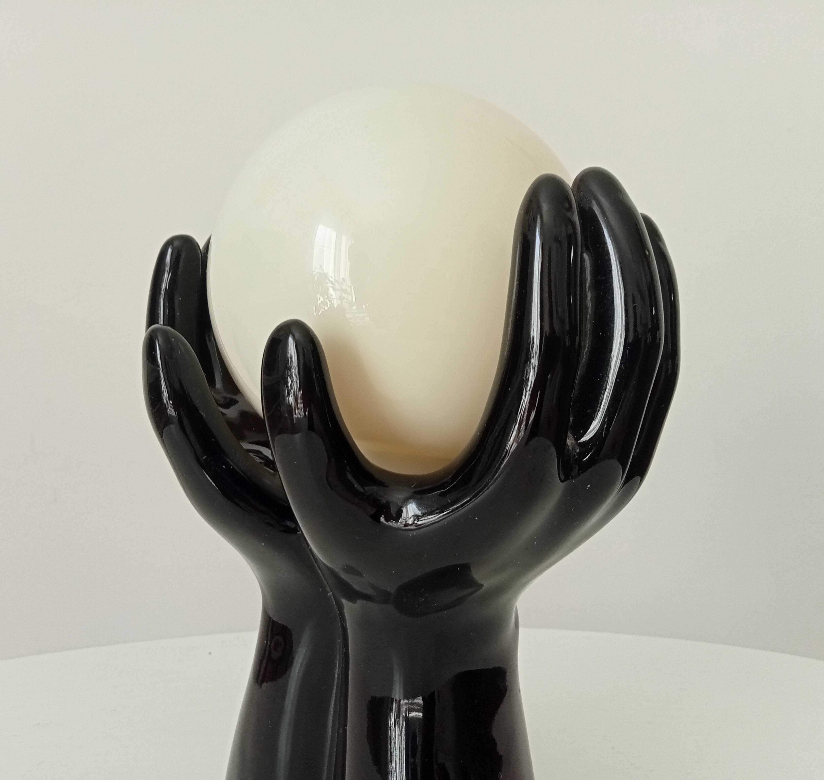 Vintage Italian ceramic and opaline lamp from the 80s